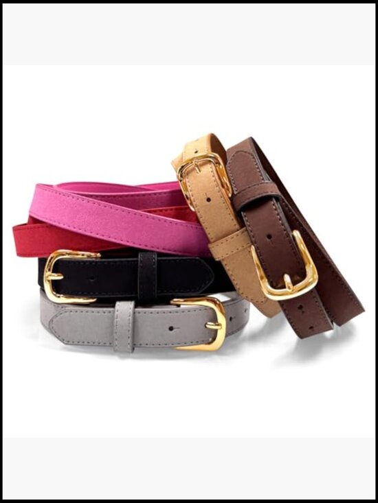 Suede Leather Belt with Snap Buckle - Adjustable 1\